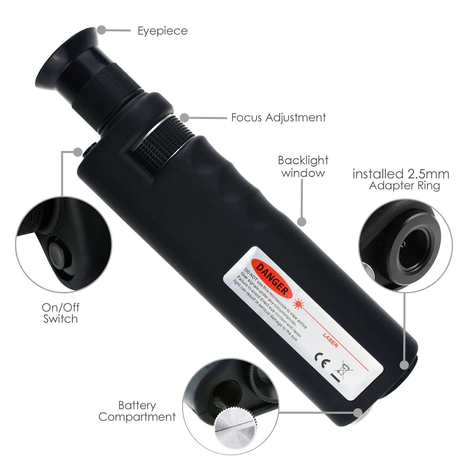 CL - 400 CL - 400 Handheld 400x Fiber Optical Microscope Inspection White LED Illumination CE Approved - Gain Express