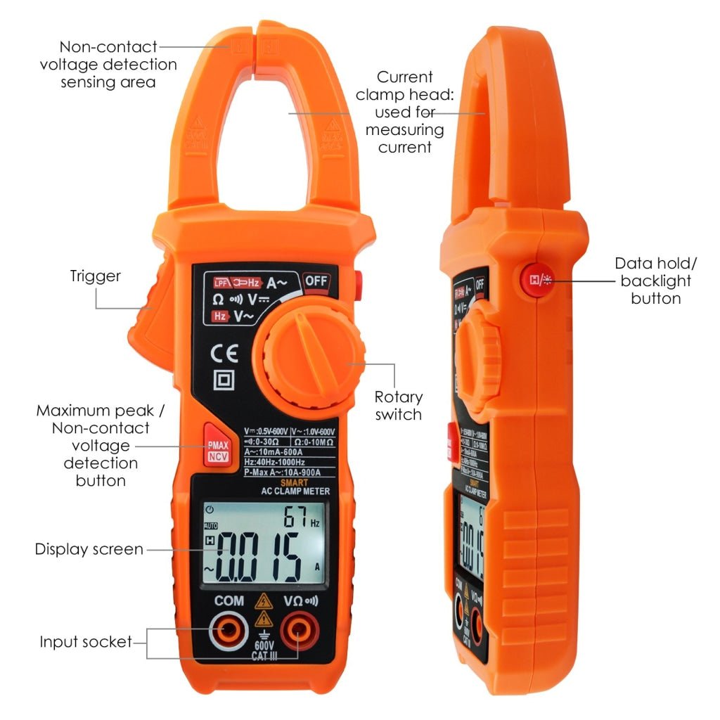 CLM - 221 CLM - 221 Smart Digital Clamp Meter Multimeter 6000 Counts Auto Scan Anti - burn Auto Range AC/DC Voltage ACA NCV Tester - Gain Express