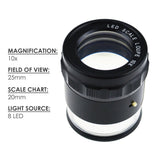 CLMG - 7173_LED CLMG - 7173_LED Magnifier Scale Loupe 10x Magnification 8 LED Light 20mm Scale Chart & 25mm Field of View - Gain Express