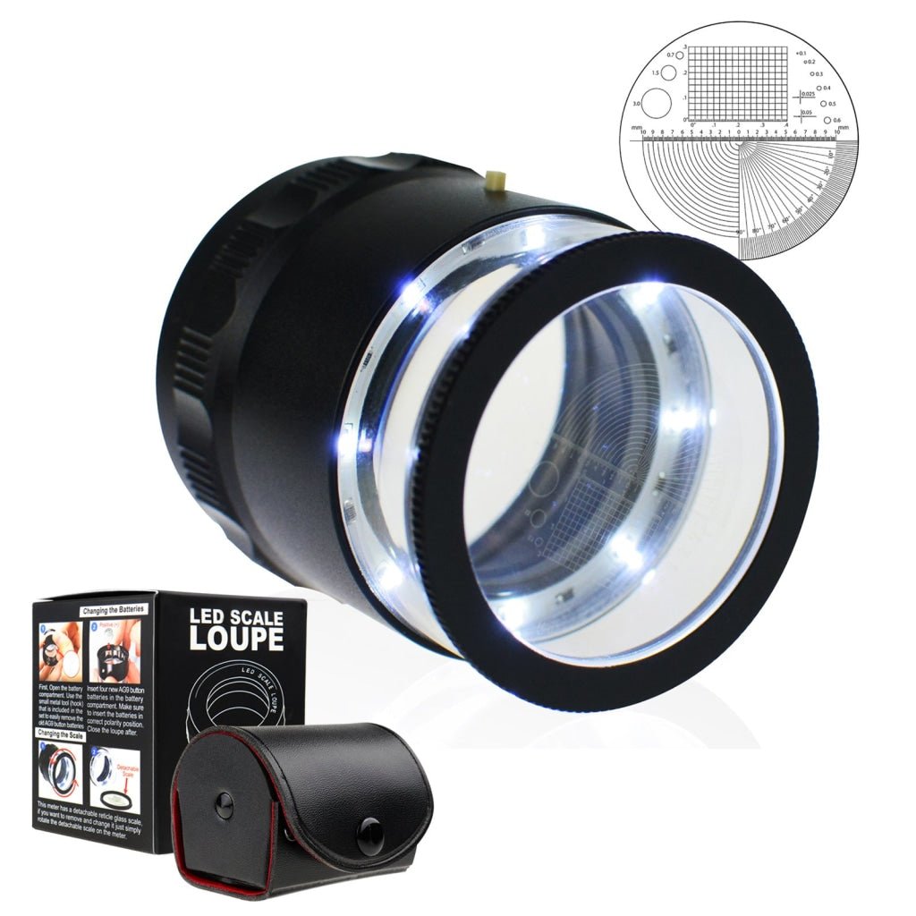 CLMG-7173_LED Magnifier Scale Loupe 10x Magnification 8 LED CLMG-7173_LED Magnifier Scale Loupe 10x Magnification 8 LED