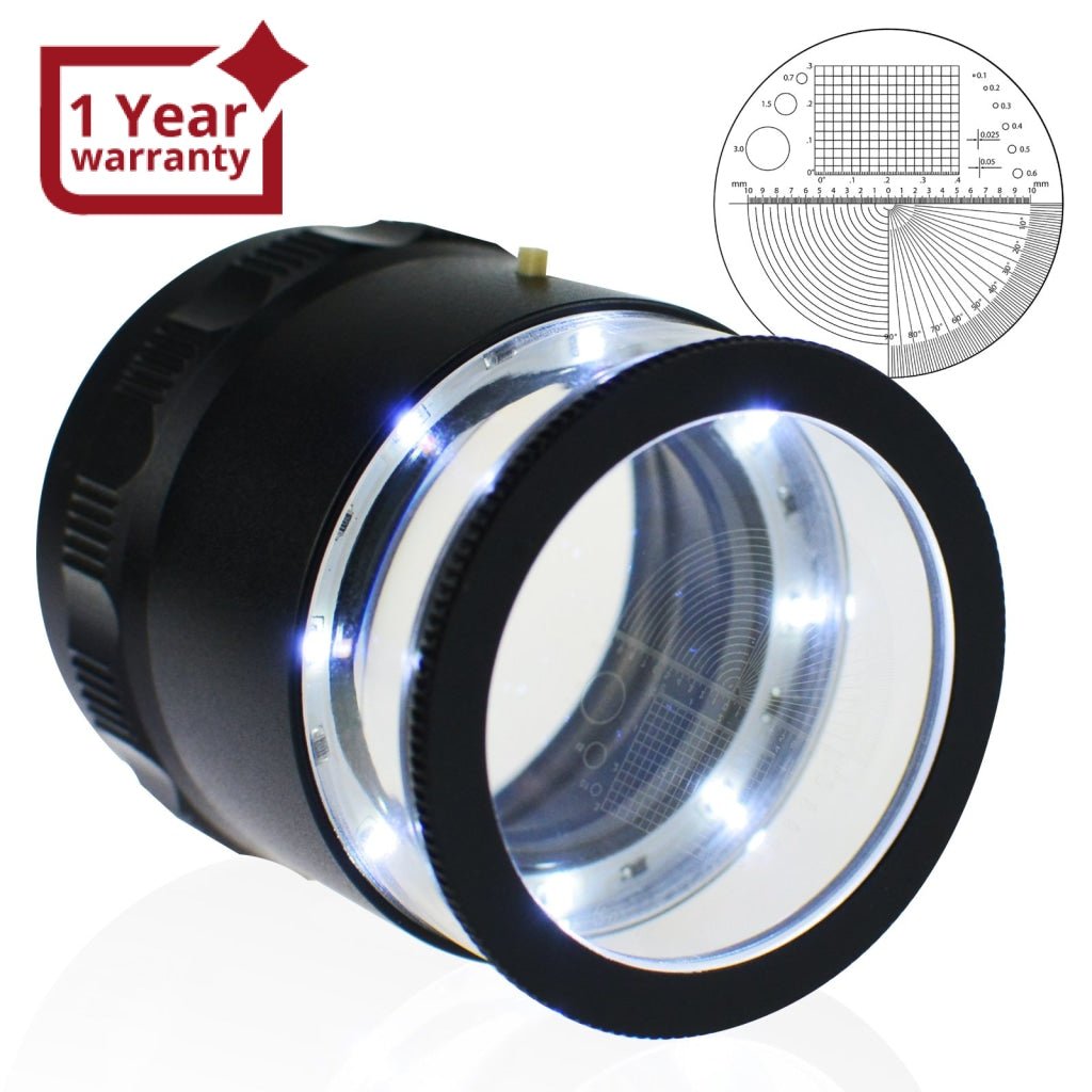 CLMG-7173_LED Magnifier Scale Loupe 10x Magnification 8 LED Light 20mm ...