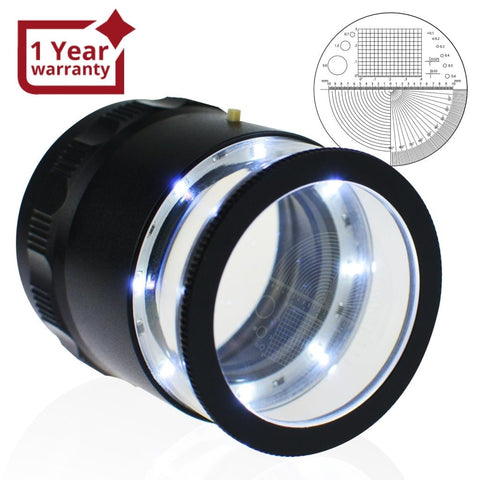 CLMG - 7173_LED CLMG - 7173_LED Magnifier Scale Loupe 10x Magnification 8 LED Light 20mm Scale Chart & 25mm Field of View - Gain Express