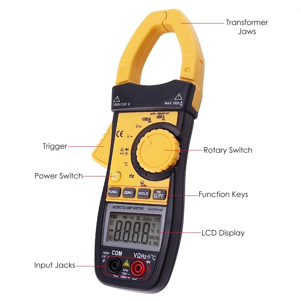 CM113 CM113 Digital AC/DC Clamp Meter Multimeter Thermometer Ohm Auto Range 3999 Counts Professional Tester - Gain Express