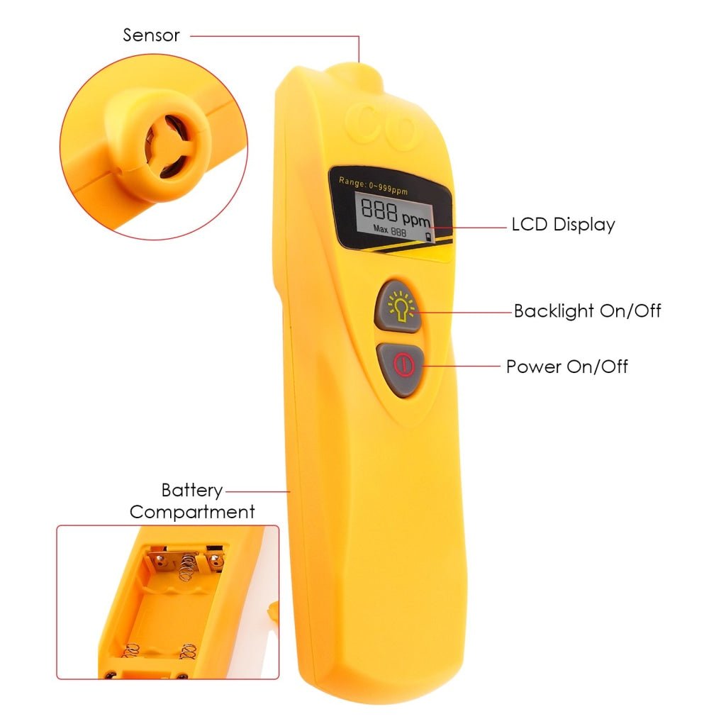 CO7701 CO7701 Carbon Monoxide CO Digital Meter Tester Monitor Detector, 0~999 ppm Range, CE Marking, Handheld Pocket Type - Gain Express