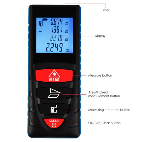 DIS-209 40M (131ft) Digital Laser Distance Meter Measuring Device D8 ...