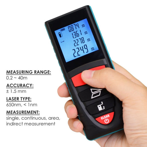 DIS-209 40M (131ft) Digital Laser Distance Meter Measuring Device D8 ...