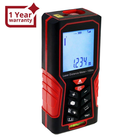 DIS - 62 DIS - 62 Digital Laser Distance Meter 100m(328ft) Handheld Range Finder Area & Volume Measuring Tools Meter Tester with Backlight and Spirit Bubble Level, ±1mm accuracy - Gain Express