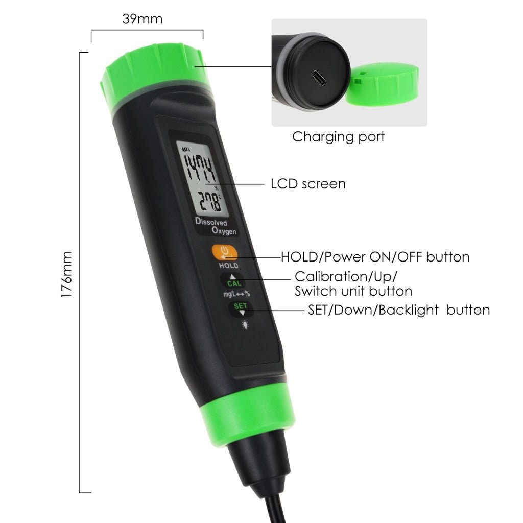 DOM-383 Digital Rechargeable DO Meter Dissolved Oxygen Tester with ...