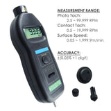DT - 2236C DT - 2236C 2in1 Digital Contact and Non - Contact Tachometer Laser / Photo m/min RPM Auto Ranging - Gain Express