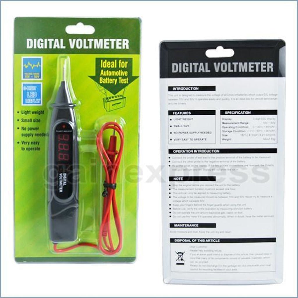 E04 - 005 E04 - 005 Voltmeter Test Automotive Motors Battery 8V & 50V Tester - Gain Express