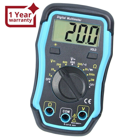 E04 - 008 E04 - 008 Digital Multimeter w/ Test Leads, Overload Protection, DC AC Voltage Resistance Diode Measure DMM Multi Meter Tester 1999 Readings, Backlight - Gain Express