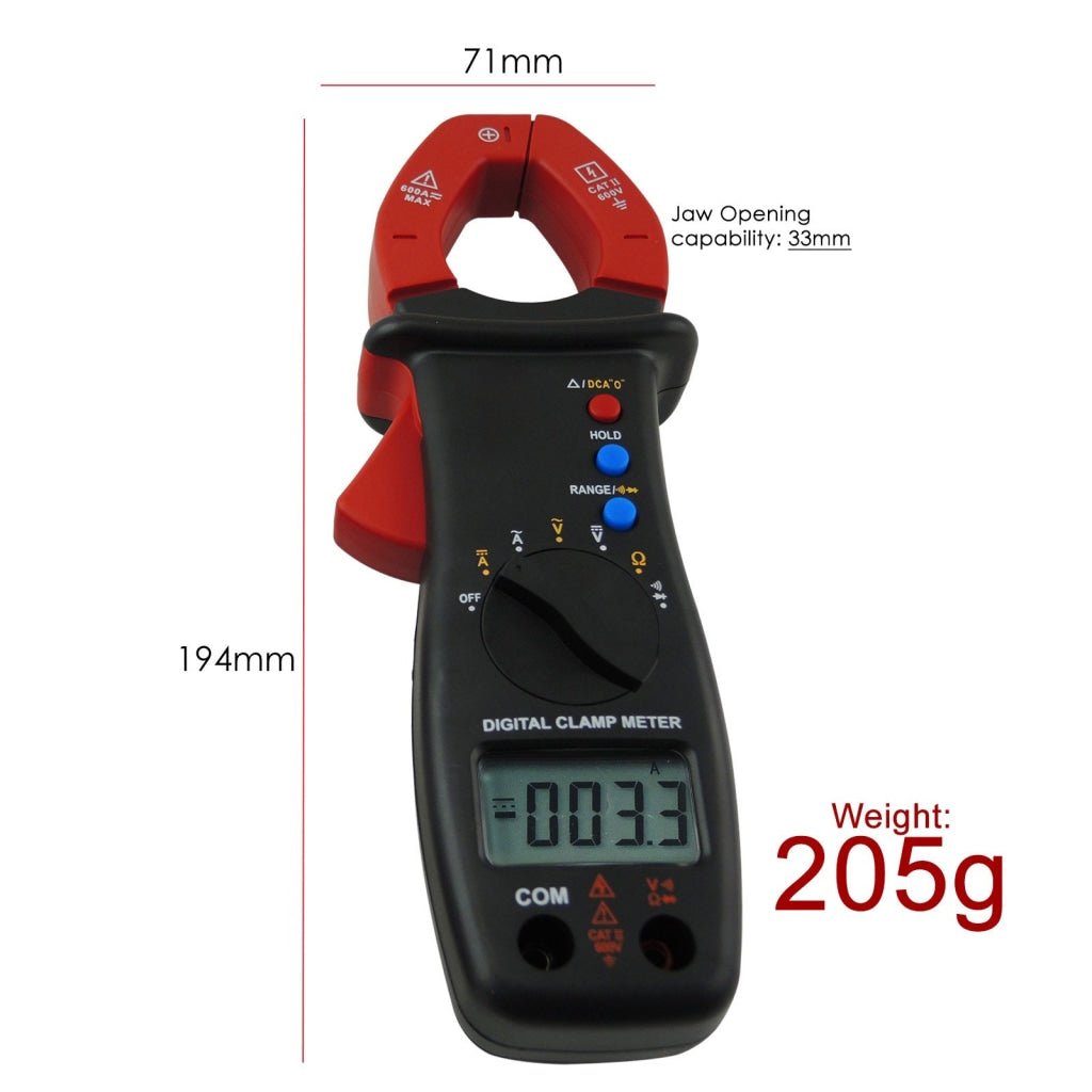 E04 - 032 Digital Clamp Meter Multimeter DC AC Voltage Current Resistance Diode Continuity Tester LCD Display - Gain Express
