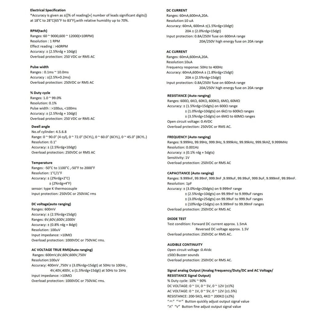 ENG - 215 ENG - 215 Digital Engine Analyzer Automotive Multimeter 6000 Counts - DC AC Voltage, DC AC Current, Resistance, Capacitance, Frequency, Duty cycle, Temperature, Diode & Continuity Test, Tachometer, Dwell Angle, Pulse Width, Analog Signal Output - Gain Express