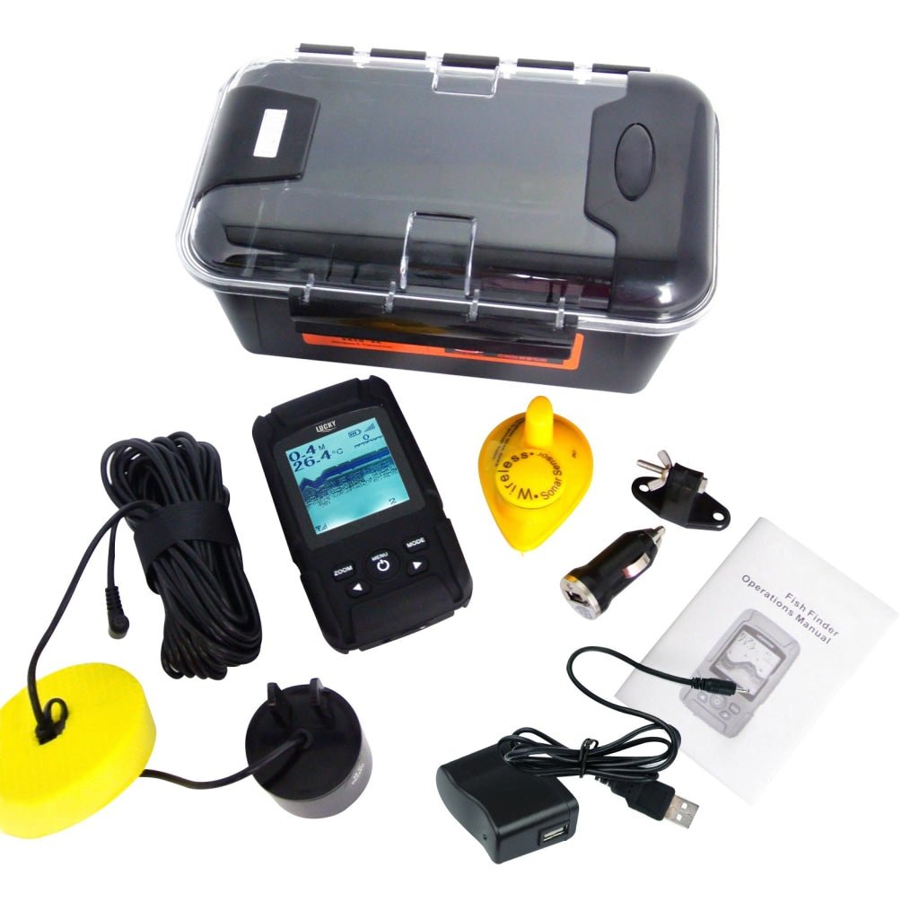 FF - 718LI FF - 718Li LUCKY Rechargeable Waterproof 2 - in - 1 Fish Finder Fishfinder Sonar Transducer 328ft / 100m depth and 180m coverage , Wired & Wireless Sensor Amateur, Professional Fishermen , Fishing Enthusiast - Gain Express