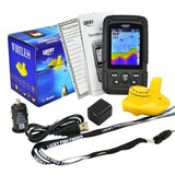 FF - 718LIC - W FF - 718LIC - W Lucky Rechargeable Colored LCD Fish Finder Locator Detector with 100m (328ft) Wireless Sonar Sensor & 45M (145ft) Depth Coverage, Fish & Depth Alarm, Water Temperature °C or °F. Waterproof Main Unit & Sensor - Gain Express