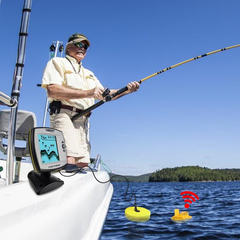 FF-918N2 LUCKY 2-in-1 Fish Finder 100m (Wired) / 45m (Wireless) Depth Sounder Sensor Transducer Fishfinder Fishing Detector Monitor FF-918N2 LUCKY 2-in-1 Fish Finder 100m (Wired) / 45m (Wireless) Depth Sounder Sensor Transducer Fishfinder Fishing Detector Monitor