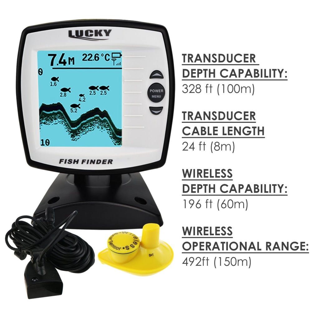 2 fish finders 1 transducer FF-918N2 LUCKY 2-in-1 Fish Finder 100m (Wired) / 45m (Wireless) Depth Sounder Sensor Transducer Fishfinder Fishing Detector Monitor