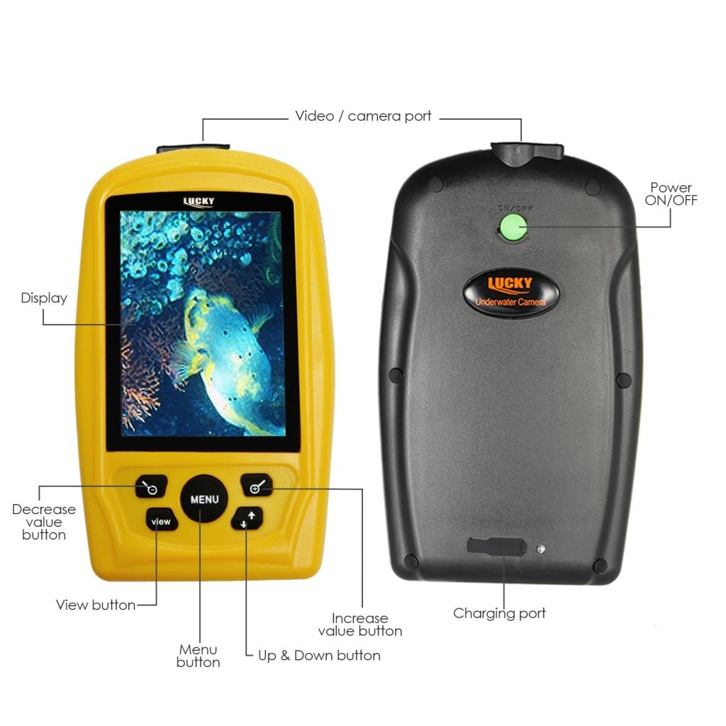 live view fish finders FF-3308-8 LUCKY Portable Underwater Fishing & Inspection Camera Video System Kit w/ 3.5inch Handheld Color Live-view Display Monitor, 20m Cable, Cam with Wide Angle Lens & Far-infrared LED, CMD sensor Fish Finder