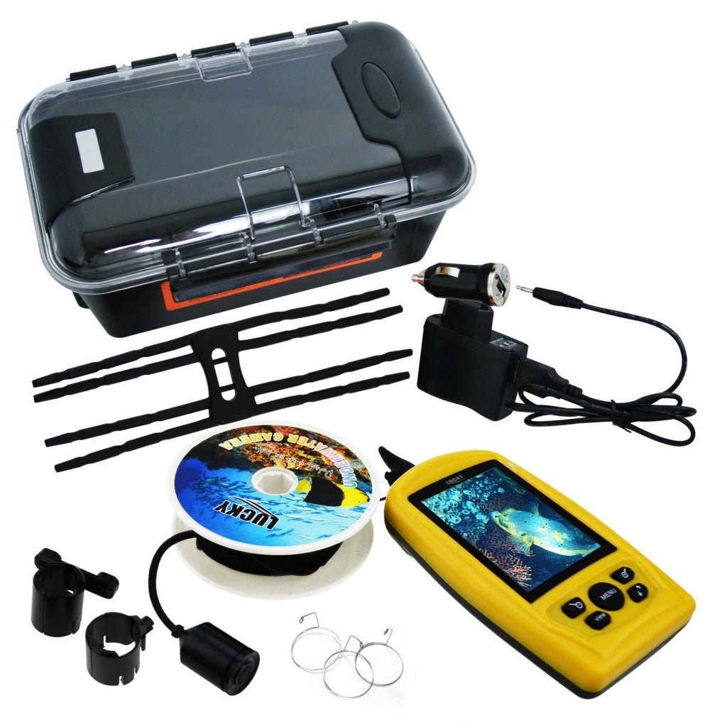 live view fish finders FF-3308-8 LUCKY Portable Underwater Fishing & Inspection Camera Video System Kit w/ 3.5inch Handheld Color Live-view Display Monitor, 20m Cable, Cam with Wide Angle Lens & Far-infrared LED, CMD sensor Fish Finder