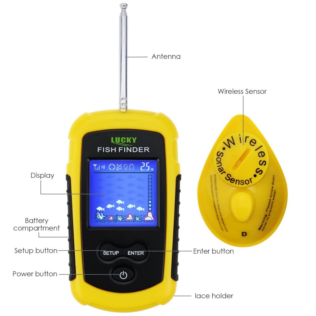 FFCW - 1108 - 1 Lucky FFCW - 1108 - 1 Wireless Fish Finder Sonar, TN/ Anti - UV LCD Display Fishfinder Backlight for Night Fishing, Turbid Water Reservoir Sea River lake Boat Kayak Ice - Gain Express