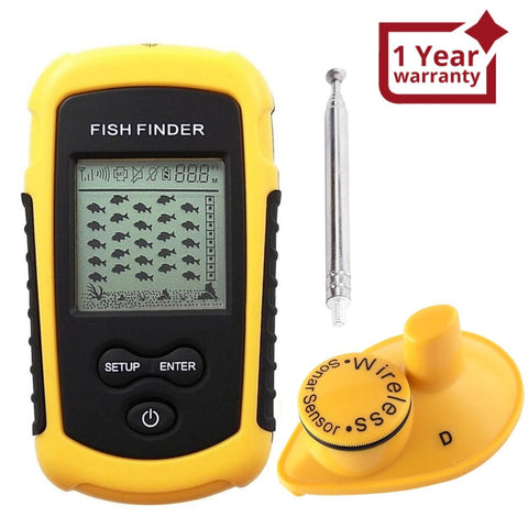 FFW - 1108 - 1 FFW - 1108 - 1 LUCKY Dot Matrix Wireless Sonar Sensor Fish Finder with Audible Fish Alarm & Backlight, Depth Sounder 45m (147ft) for fresh and salt water, ocean, river, lake, sea, ice icy water, Fish Locator, Bottom Contour Weed Detector - Gain Express