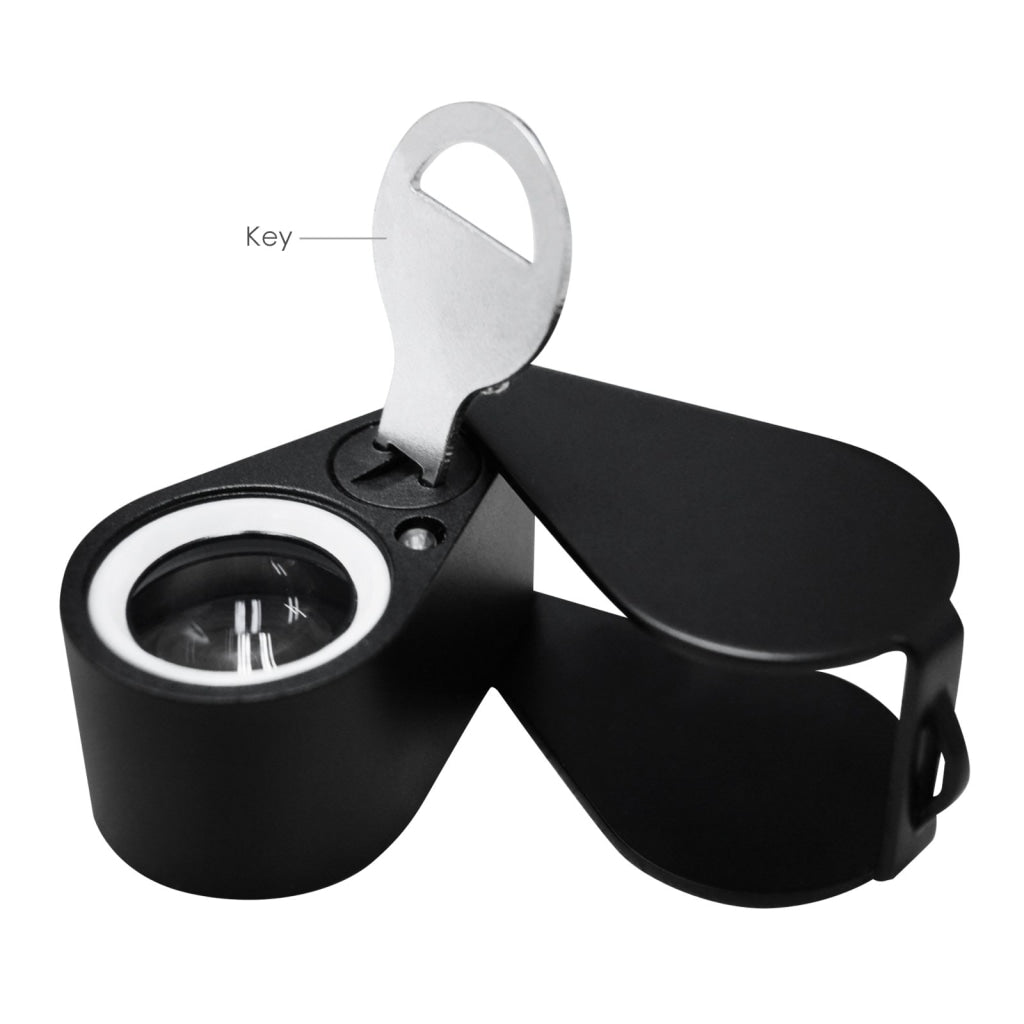 GEM - 247 15x 21mm Optic Glass Loupe 6 LED & UV Light Magnifier Jeweler Foldaway Pocket Black Frame Triplet Lens Magnifying Gem Jeweler Mechanics Photographer Hobbyist Watchmaker - Gain Express