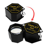 GEM - 250 GEM - 250 10x Magnification Jewelery Loupe, 20.5mm Triplet Lens Achromatic Optical Glass Metal (Aluminum) Body Black Frame Hexagonal Design Kit Set Jewelry Pocket Magnifying Tool - Gain Express