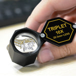 GEM - 250 GEM - 250 10x Magnification Jewelery Loupe, 20.5mm Triplet Lens Achromatic Optical Glass Metal (Aluminum) Body Black Frame Hexagonal Design Kit Set Jewelry Pocket Magnifying Tool - Gain Express