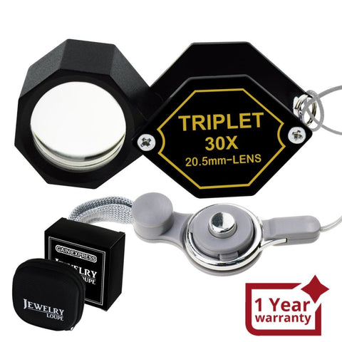 GEM - 253 GEM - 253 30x Jeweler 20.5mm Gem Loupe Magnifiers Jewelry Triplet Lens Optical Glass Magnification For Professionals Hobbyists Stamp & Coin Mechanics Machinists - Gain Express