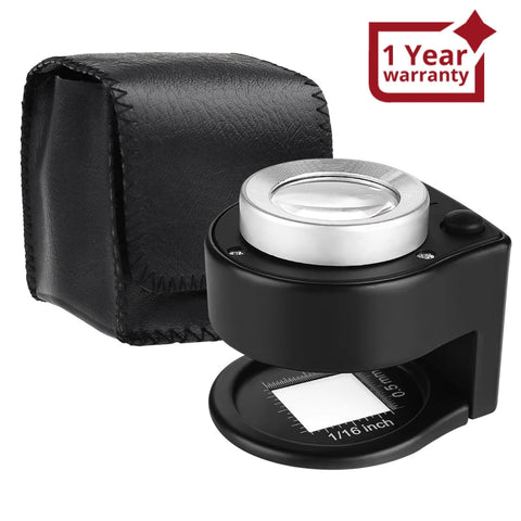 GEM - 309LI GEM - 309 30x Magnification Magnifying Glass Jewelers Loupe, 6 Lights Desktop Metal Magnifier Portable Folding Scale Eye Loop for Textile Optical Jewelry Tool Coins Currency Stamps (Rechargeable / Replaceable Battery) - Gain Express