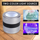 GEM - 386 GEM - 386 Rechargeable 10X Full Metal Jeweler Optical Magnifying Glass 5 LED 5 UV Light Scale Loupe USB Charging Lens Jewelry Gemstone Magnifier Tool - Gain Express
