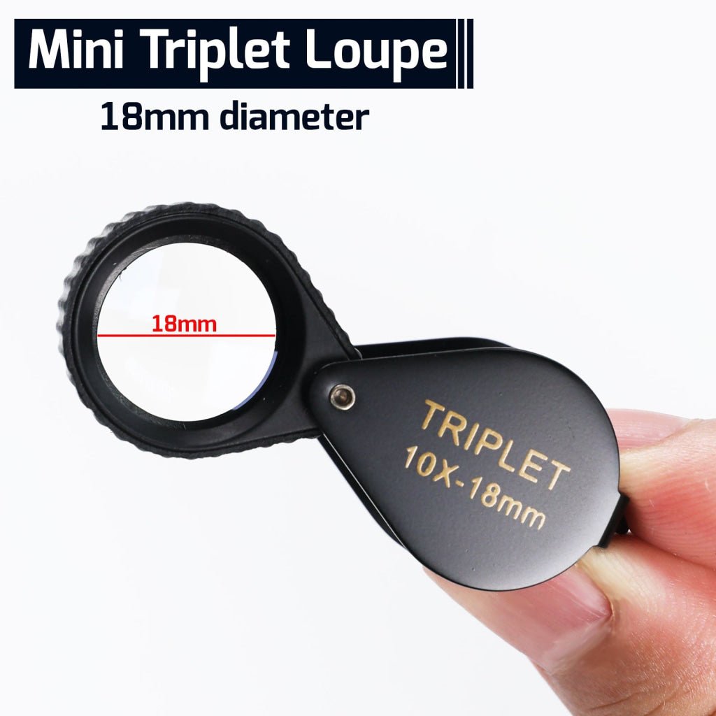 GEM - 451_10X GEM - 451 Magnifier Mini Jeweler Loupe (10X / 20X / 30X) 18mm High - Quality Optical Triplet Lens Battery Free Inspection Ideal for Jewelers, Gemologists, Collectors and Repairs - Gain Express