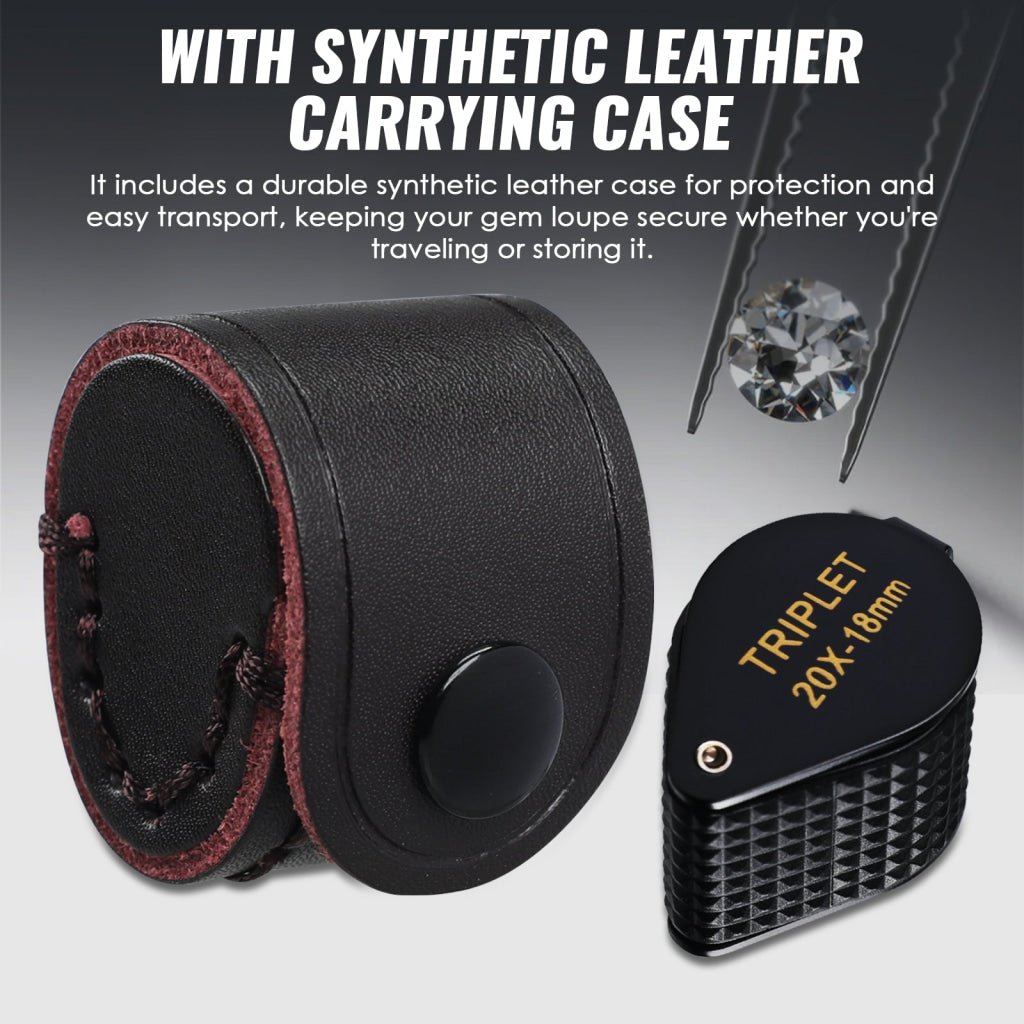 GEM - 451_10X GEM - 451 Magnifier Mini Jeweler Loupe (10X / 20X / 30X) 18mm High - Quality Optical Triplet Lens Battery Free Inspection Ideal for Jewelers, Gemologists, Collectors and Repairs - Gain Express