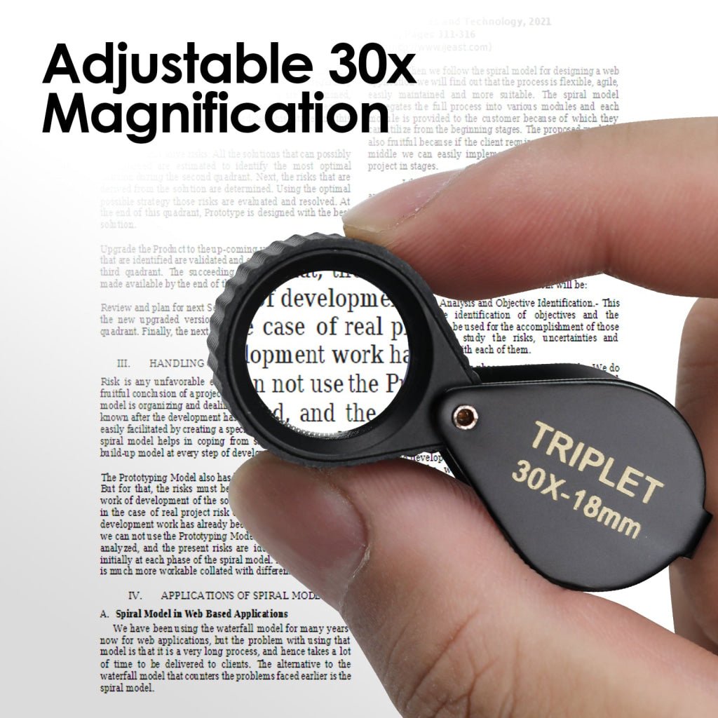 GEM - 451_10X GEM - 451 Magnifier Mini Jeweler Loupe (10X / 20X / 30X) 18mm High - Quality Optical Triplet Lens Battery Free Inspection Ideal for Jewelers, Gemologists, Collectors and Repairs - Gain Express