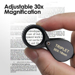 GEM - 451_10X GEM - 451 Magnifier Mini Jeweler Loupe (10X / 20X / 30X) 18mm High - Quality Optical Triplet Lens Battery Free Inspection Ideal for Jewelers, Gemologists, Collectors and Repairs - Gain Express