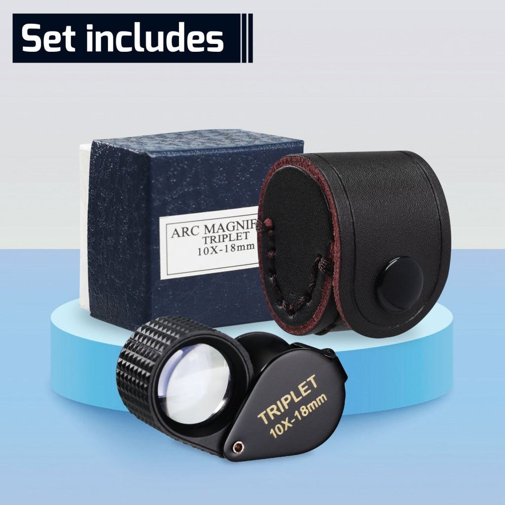 GEM - 451_10X GEM - 451 Magnifier Mini Jeweler Loupe (10X / 20X / 30X) 18mm High - Quality Optical Triplet Lens Battery Free Inspection Ideal for Jewelers, Gemologists, Collectors and Repairs - Gain Express