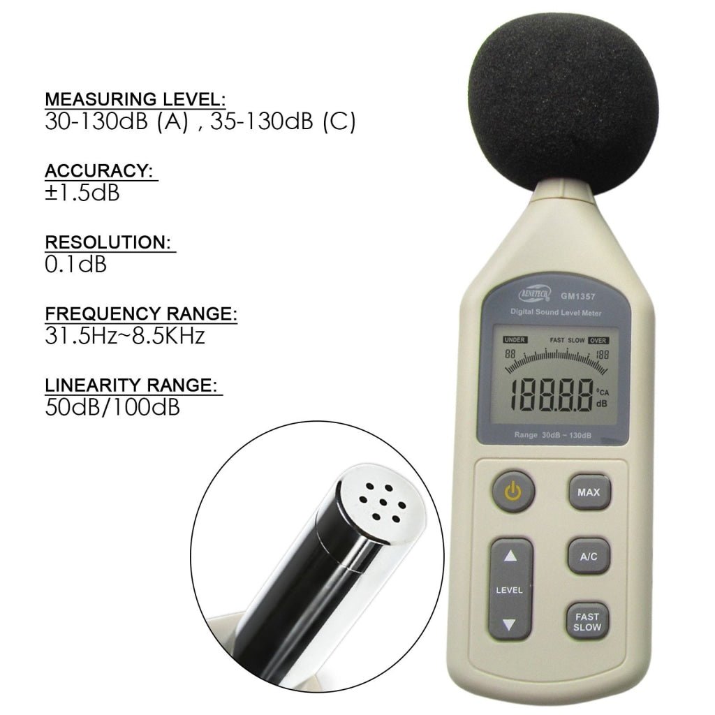 GM - 1357 GM - 1357 30~130 dB Digital Sound Pressure Level Noise Decibel Meter Tester - Gain Express