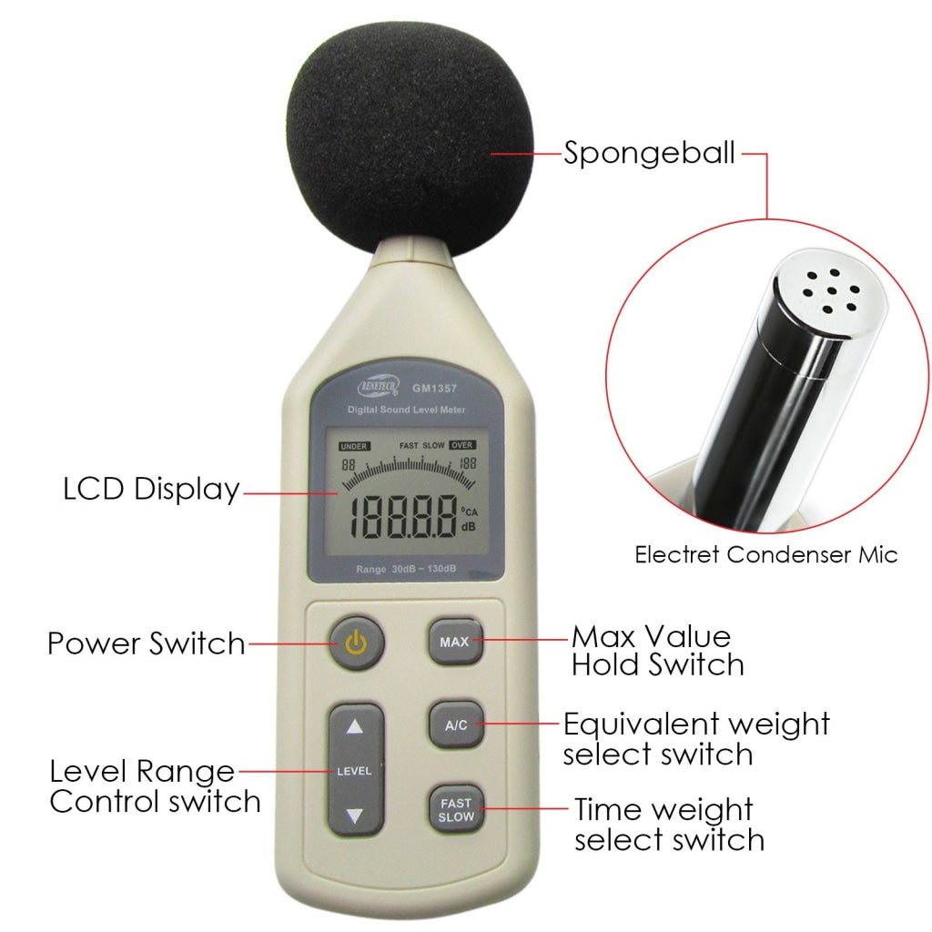 GM - 1357 GM - 1357 30~130 dB Digital Sound Pressure Level Noise Decibel Meter Tester - Gain Express