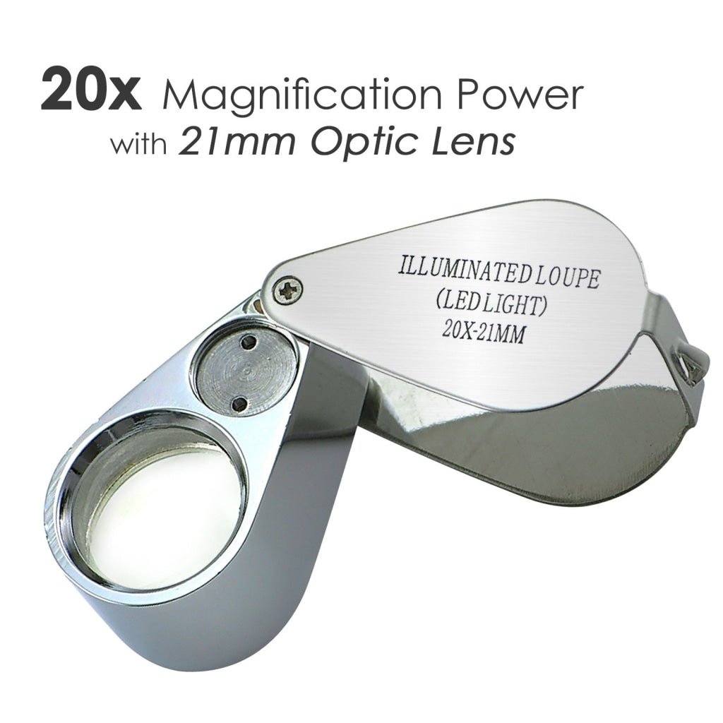 GM - 20XX GM - 20XX Mini 20x Magnifying Optical Glass LED Light Jeweler Loupe - Gain Express