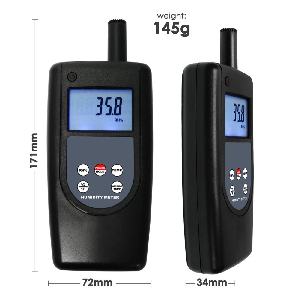 HT - 1292 HT - 1292 Digital Humidity Temperature Meter Tester Indoor Outdoor, 10~95%RH Temp - 10~60 °C (14~140°F) Wet Bulb Temp - 10~60ºC, Handheld Air Thermo - Hygrometer Hygometer Thermometer, Max Min Hold - Gain Express