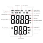 HTM - 278 Digital Humidity Temperature Meter Psychrometer Thermo - Hygrometer 999 Sets Data Storage with Dew Point and Wet Bulb Temperature Measurement Dual Display Portable Tester - Gain Express