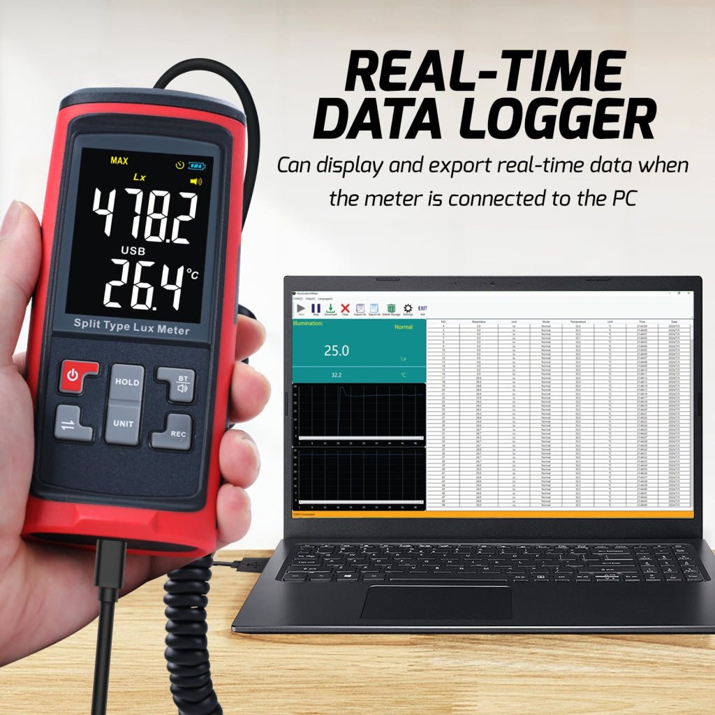 LUX - 426 LUX - 426 Split Type Digital Light Lux Meter with Temperature Measure Colored LCD Display Illuminance Meter for Luminosity Measuring & Monitoring - Gain Express