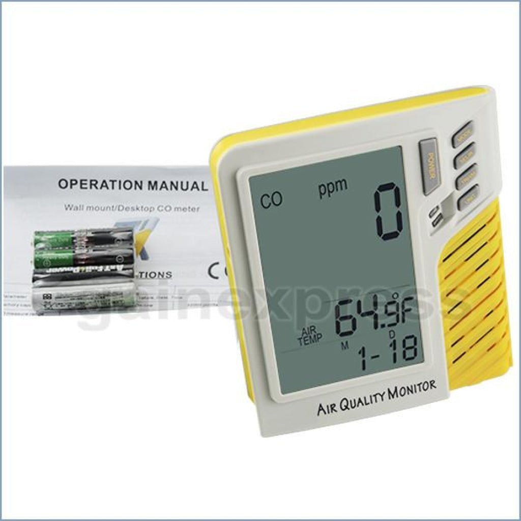 M0198101 Digital Wall mount/Desktop 0~9999ppm CO Monitor Temperature Tester Made in Taiwan - Gain Express
