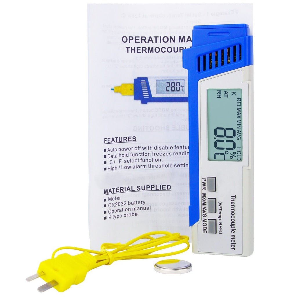 M0198855 M0198855 Digital K type Thermocouple Thermometer With Air Ambient Temperature and Relative Humidity (RH) Made in Taiwan - Gain Express