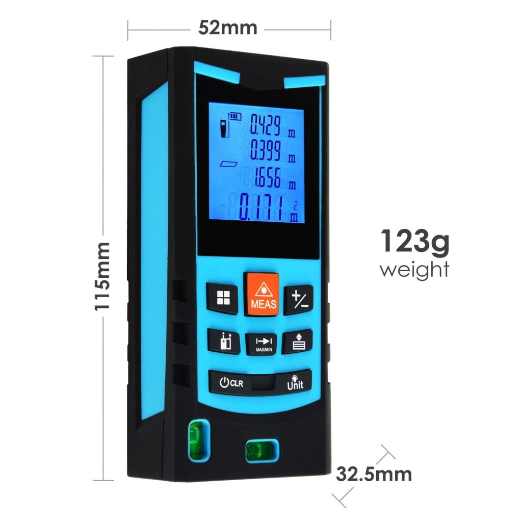 M04 - 004 M04 - 004 Handheld 100m Laser Distance Meter Area Volume Indirect Measure w/ Bubble Level - Gain Express