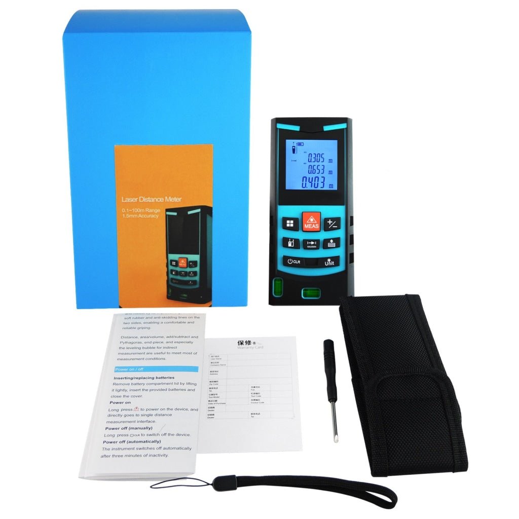 M04 - 004 M04 - 004 Handheld 100m Laser Distance Meter Area Volume Indirect Measure w/ Bubble Level - Gain Express