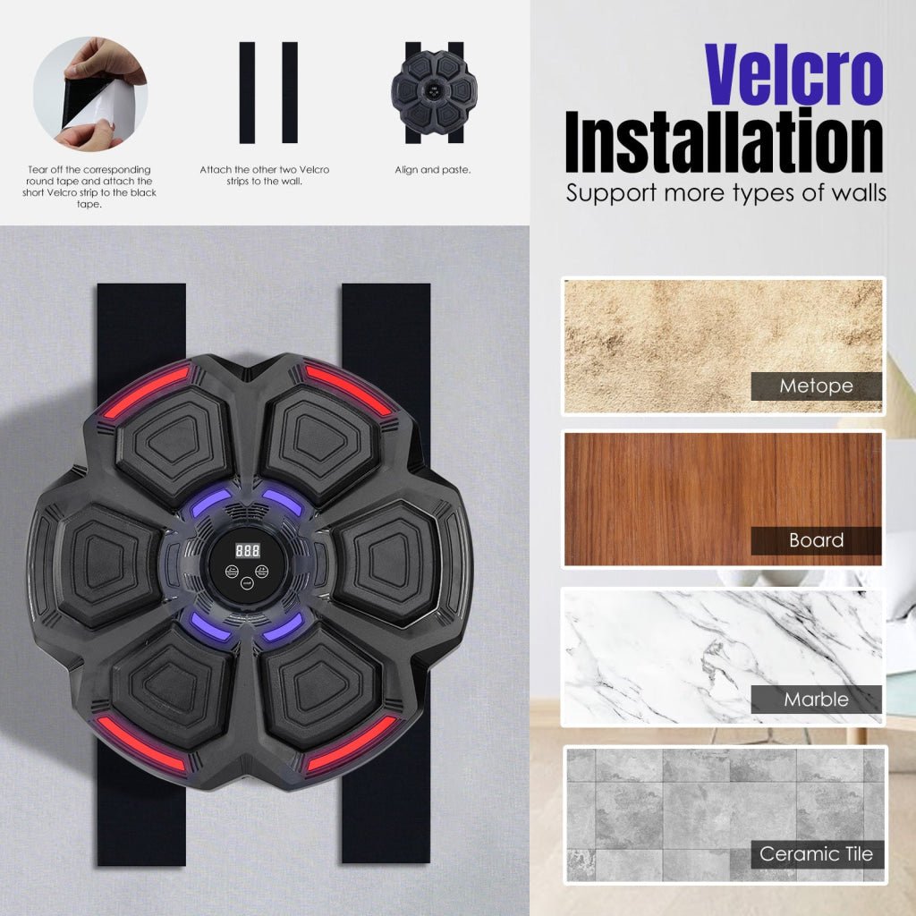 MBX - 428 MBX - 428 Wall Mounted Music Boxing Smart Bluetooth with Gloves Music Punching Machine Boxing Target Workout Punching Equipment for Adults Kids Home Indoor and Gym - Gain Express