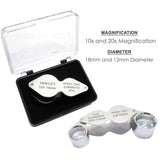 MG - 22181 Mini Portable 2 in 1 Jeweler's Loupe 10X & 20X Magnifier Dual Lens - Gain Express