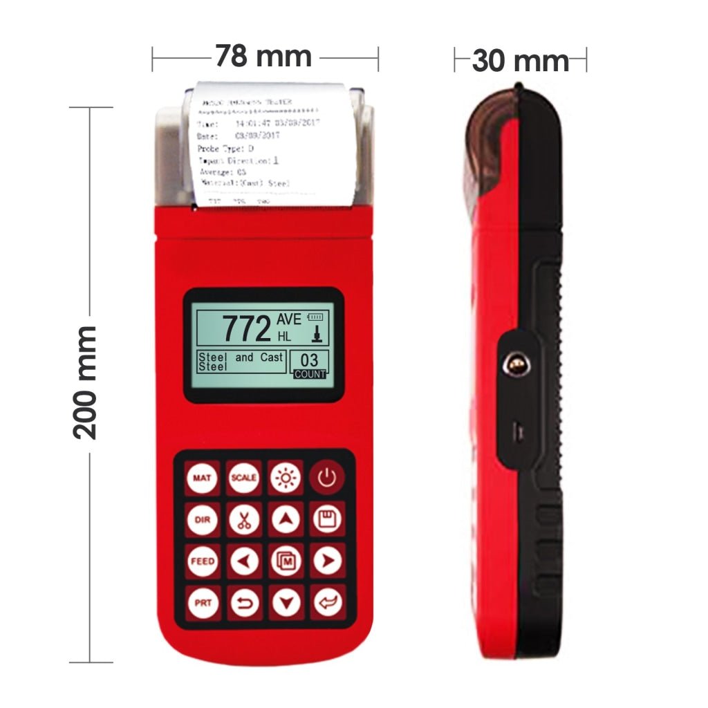MH320 MH320 Portable Leeb Hardness Tester Meter Guage 170～960 HLD Dot Matrix LCD with integrated high speed thermal printer and alarm function - Gain Express