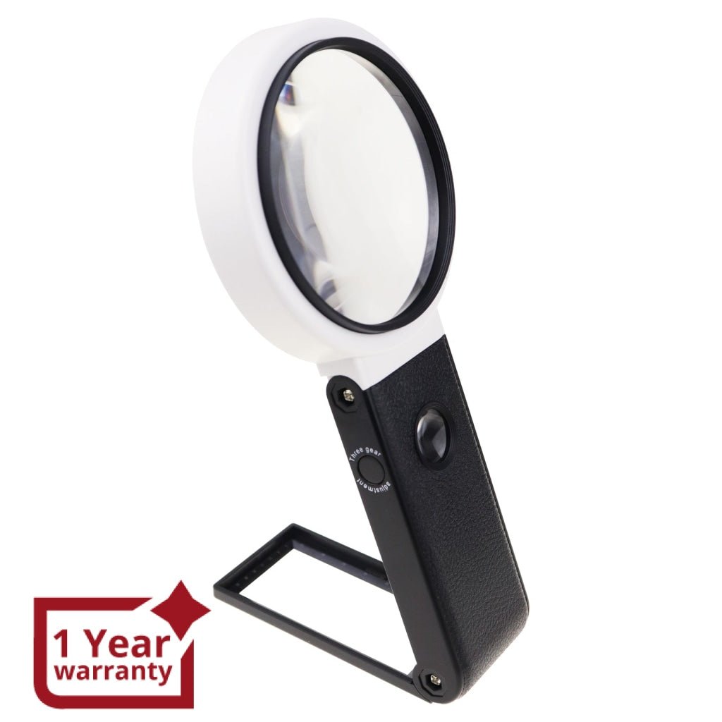 MLL - 362 MLL - 362 Multifunction Magnifier Double Lens 10x and 25x Magnification with AC/DC Power 5LED and 2UV Light 90mm Optical Lens Handheld or Desktop Used - Gain Express